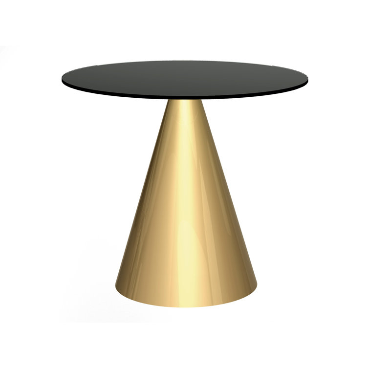 Ebern Designs Bedminster Round Glass Top Metal Base Dining Table